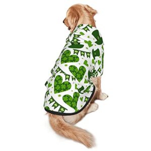 st. patrick's day clover leaves dog hoodie sweater for dogs pet clothes with hat and pocket for medium large dogs m