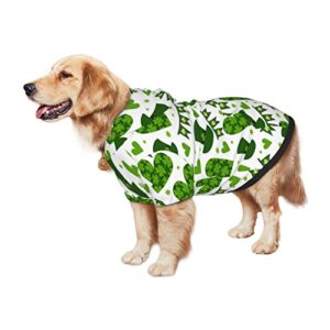St. Patrick's Day Clover Leaves Dog Hoodie Sweater for Dogs Pet Clothes with Hat and Pocket for Medium Large Dogs M