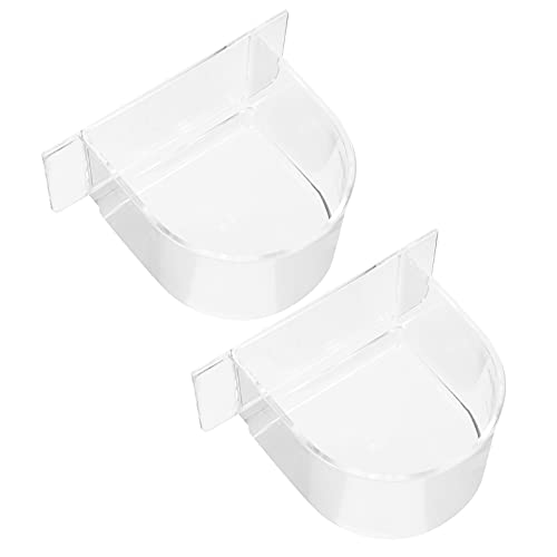 TEHAUX Birds Feeder, 2pcs Bird Cage Cups Prevents Spillage Thickened Semicircle Bird Bowls Clear Bird Water Dispenser for Bird Pigeon Parrot