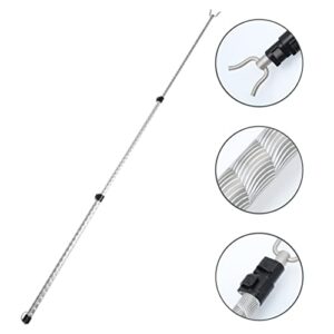 Angoily Extend Reaching Stick Retractable Clothesline Prop Closet Pole Stick Outdoor Telescoping Utility Pole Hook Clothes Drying Pole Outdoor Coat Hanger for Drying Dressing Telescoping Closet Rod