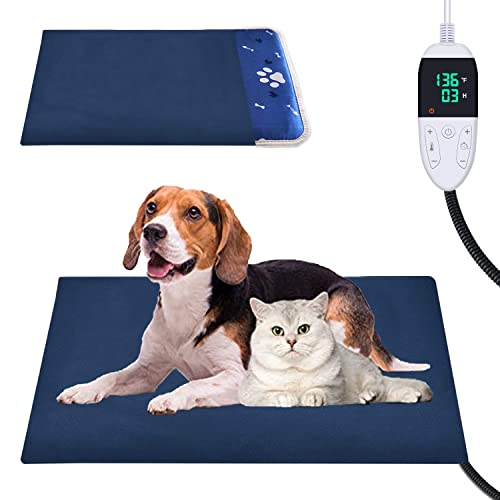 Coopupet Pet Heating Pad,12 Adjustable Temperature Cat Heating Pad Indoor with Timer, Dog Heating Pad Indoor with Chew Resistant Cord, Heating Pad for Cats, Electric Pads for Dogs, Pet Heated Mat(S)