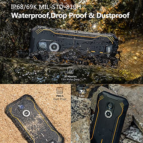 DOOGEE S51 Rugged Smartphone Unlocked, Android 12 4GB+64GB Waterproof Cell Phone, 12MP + 8MP AI Camera, 6.0" HD+ Screen 5180mAh Battery Dual SIM 4G Global Unlocked Rugged Phone NFC GPS OTG FM, Black