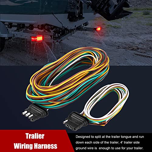 Trailer Wiring Harness Kit, 50FT Trailer Wiring, LIMICAR Trailer Wire Kit, Trailer Wiring Harness with 4 Flat 4 Pin Flat Wishbond Trailer Wire, Trailer Light Wire, Boat Trailer Wiring Kit