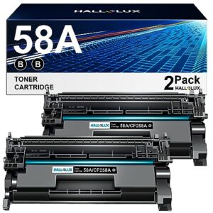 hallolux 58a cf258a toner cartridge (no chip) replacement for hp 58a cf258a 58x cf258x toner cartridge compatible with laserjet pro m404n m404dn m404dw mfp m428fdw m428dw m428fdn printer 2 black