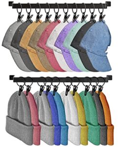 yeavs hat rack for wall baseball cap set of 2, metal hat hanger with hooks, wall mount cowboy hat storage display sock scarf organizer for door closet entryway bedroom