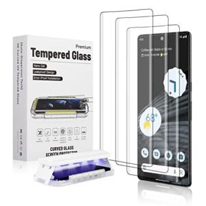 3 pack ultra glass screen protector for google pixel 7 pro 3d curved tempered glass shield support fingerprint unlocking, scratch & impact protection, full hd clear & smooth touch for pixel 7 pro 5g (transparent)