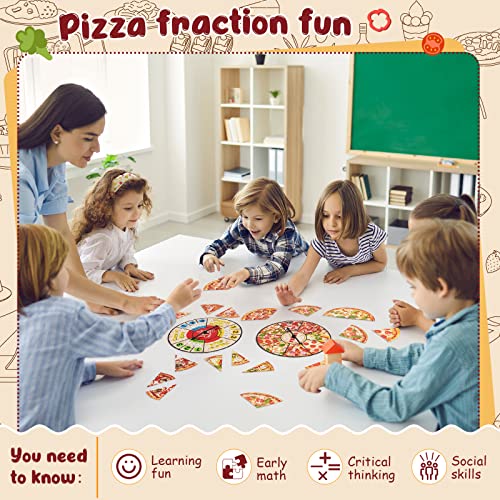 Magnetic Pizza Fraction Tiles with Fraction Circles Set Includes Magnetic Pizza Fractions Pizza Spinners Erasable Marker Board Math Pizza Game Fraction Math Game for Math Fraction Learning Education