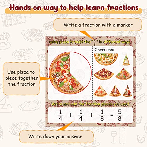 Magnetic Pizza Fraction Tiles with Fraction Circles Set Includes Magnetic Pizza Fractions Pizza Spinners Erasable Marker Board Math Pizza Game Fraction Math Game for Math Fraction Learning Education