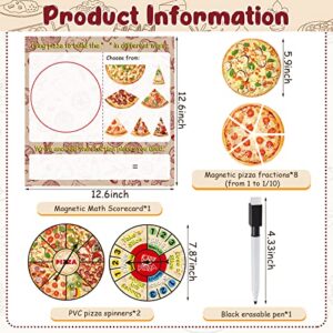 Magnetic Pizza Fraction Tiles with Fraction Circles Set Includes Magnetic Pizza Fractions Pizza Spinners Erasable Marker Board Math Pizza Game Fraction Math Game for Math Fraction Learning Education