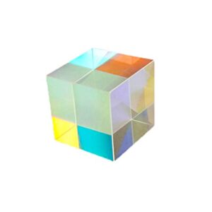 popetpop toys stained glass optical glass rgb dispersion prism, optic prism cube x- cube glass prism cube for teaching of photo effects, optics and decoration physics toys toys