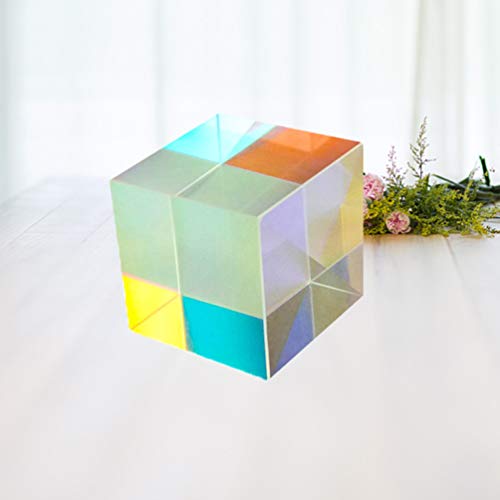 POPETPOP Toys Stained Glass Optical Glass RGB Dispersion Prism, Optic Prism Cube X- Cube Glass Prism Cube for Teaching of Photo Effects, Optics and Decoration Physics Toys Toys