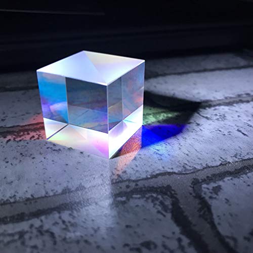 POPETPOP Toys Stained Glass Optical Glass RGB Dispersion Prism, Optic Prism Cube X- Cube Glass Prism Cube for Teaching of Photo Effects, Optics and Decoration Physics Toys Toys