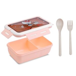 g-ahora versatile 2-compartment bento boxes, cartoon lunch box, leak-proof lunchbox bento box with utensil set for dining out, work, picnic (lbox kit)
