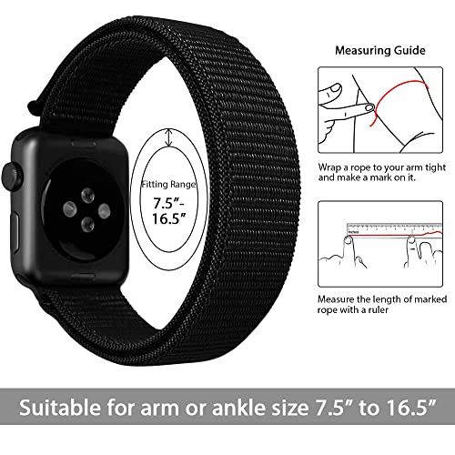 IFCASE Nylon Arm/Ankle Band for Apple Watch 41mm 40mm 38mm iWatch Series 8 7 6 5 4 3 2 SE Strap, Women Men Sport Workout Armband or Ankleband (Black)