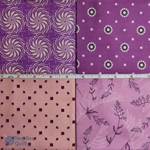 Needles Quilt Studio - Fat Quarter & Jelly Roll Bundle Pack (Amethyst Garden) | Cotton Strips Bundles for Quilting - Jelly Rolls for Quilting Fabrics Quilters & Sewing Precuts Cloth for Quilts