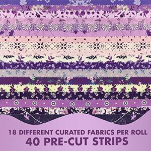 Needles Quilt Studio - Fat Quarter & Jelly Roll Bundle Pack (Amethyst Garden) | Cotton Strips Bundles for Quilting - Jelly Rolls for Quilting Fabrics Quilters & Sewing Precuts Cloth for Quilts