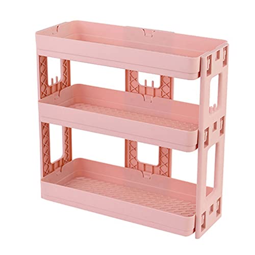 FIZZOQI 3-Layers Kitchen Storage Rack Shelve Plastic Assembled Sundries Food Shelf Dish Holder Bathroom Organizer Shelf Cosmetic Storage Shelf Desktop Balcony Storage