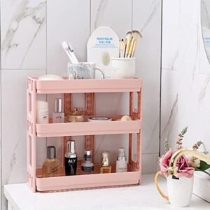 FIZZOQI 3-Layers Kitchen Storage Rack Shelve Plastic Assembled Sundries Food Shelf Dish Holder Bathroom Organizer Shelf Cosmetic Storage Shelf Desktop Balcony Storage