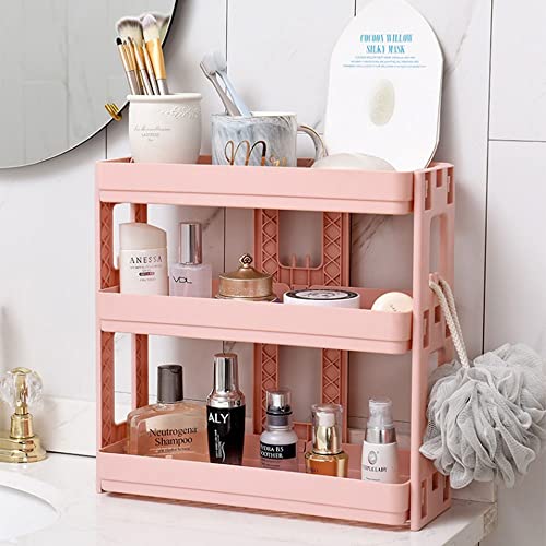 FIZZOQI 3-Layers Kitchen Storage Rack Shelve Plastic Assembled Sundries Food Shelf Dish Holder Bathroom Organizer Shelf Cosmetic Storage Shelf Desktop Balcony Storage