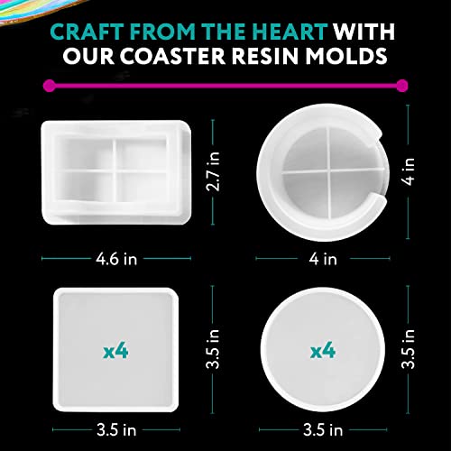 Resin Molds Set for Epoxy Resin - Silicone Coaster Molds for Resin Molds Silicone, Epoxy Molds Silicone for DIY Art