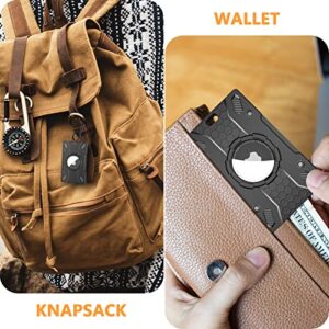 2 Pack Airtag Wallet Thin Card Case,Credit Size Apple Airtag Wallet Card Case Holder for Apple Air tag Wallet,Backpack,Wallet,with Carabiner and Wristlet(Black)