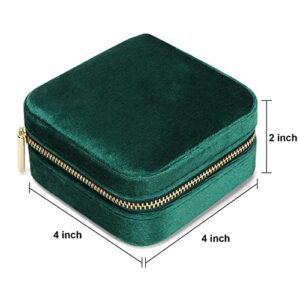 Mpeyuiltic Travel Jewelry Case, Velvet Travel Jewelry Box, Portable Small Travel Jewelry Organizer for Women Girls with Mirror (Emerald)