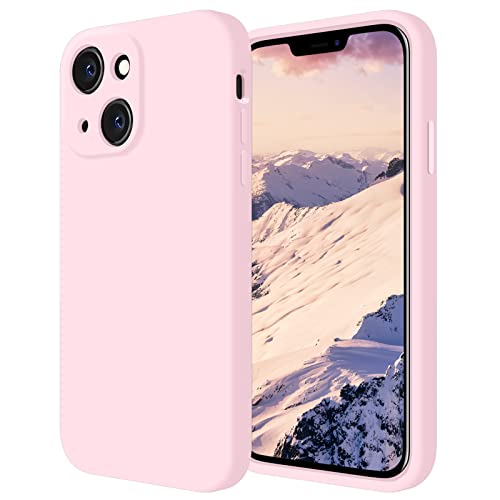 FireNova for iPhone 14 Case, Silicone Upgraded [Camera Protection] Phone Case with [2 Screen Protectors], Soft Anti-Scratch Microfiber Lining Inside, 6.1 inch, Chalk Pink