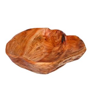 bigpipi wooden bowl for decor, natural shape solid wood carved fruit bowl, decorative wooden bowl for table centerpiece office home decor, multipurpose candy keys serving bowls (large 12"-14")