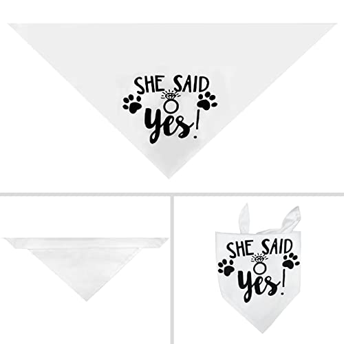 2PCS White My Humans are Getting Married She Said Yes Dog Wedding Engagement Bandana, LMSHOWOWO Dog Bandana Wedding Engagement Announcement Gifts Pet Scarf Accessories for Dog Lovers, Bridal Shower