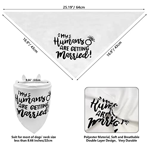 2PCS White My Humans are Getting Married She Said Yes Dog Wedding Engagement Bandana, LMSHOWOWO Dog Bandana Wedding Engagement Announcement Gifts Pet Scarf Accessories for Dog Lovers, Bridal Shower