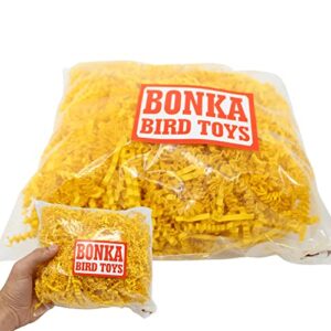 bonka bird toys colored crinkle shred paper chew forage nesting natural multi-use craft part projects cockatiels parakeets conures amazons and other similar birds (yellow)