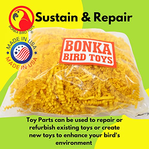 Bonka Bird Toys Colored Crinkle Shred Paper Chew Forage Nesting Natural Multi-Use Craft Part Projects Cockatiels Parakeets Conures Amazons and Other Similar Birds (Yellow)