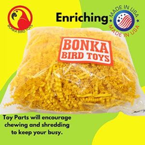 Bonka Bird Toys Colored Crinkle Shred Paper Chew Forage Nesting Natural Multi-Use Craft Part Projects Cockatiels Parakeets Conures Amazons and Other Similar Birds (Yellow)