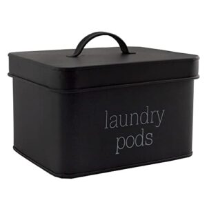 auldhome enamelware laundry pod holder (black), modern farmhouse laundry pod storage container