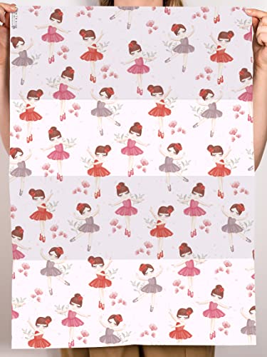CENTRAL 23 Kids Wrapping Paper - 6 Sheets of Pink Gift Wrap with Tags - Pretty Ballerina - Cute Wrapping Paper for Girls - For Daughter, Granddaughter, Niece - Comes with Stickers
