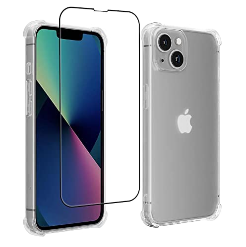 Yetagso Case for iPhone 14 Pro Max with 2 Pack Full Cover Tempered Glass Screen Protector and 1 Pack Camera Lens Protector, Soft Clear TPU Shockproof Case Cover for iPhone 14 Pro Max 6.7 inches