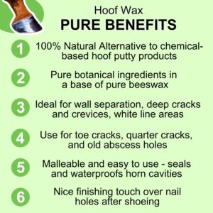 Pure Sole Hoof Wax - Hoof Putty Wax That Helps Heal and Protect Your Horse's Hooves - Perfect for Horse Hoof Wall Separation, Cracks, Crevices and White Line - 7 oz. tin