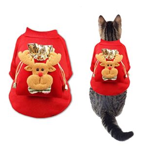 christmas dog costume sweater christmas dog red suit with elk bag accessories christmas adjustable cats costume clothes, christmas costume cloth for cats dogs animal christmas party supplies, s size