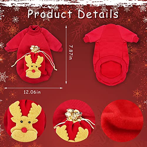 Christmas Dog Costume Sweater Christmas Dog Red Suit with Elk Bag Accessories Christmas Adjustable Cats Costume Clothes, Christmas Costume Cloth for Cats Dogs Animal Christmas Party Supplies, S Size