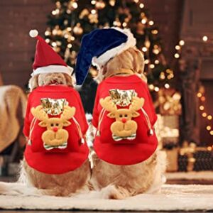 Christmas Dog Costume Sweater Christmas Dog Red Suit with Elk Bag Accessories Christmas Adjustable Cats Costume Clothes, Christmas Costume Cloth for Cats Dogs Animal Christmas Party Supplies, S Size