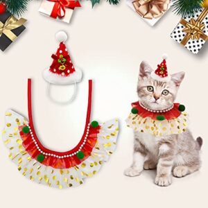 heureppy christmas dog costume collar red dress hat accessories adjustable cats clothes set, cloak for dogs animal party supplies, m size