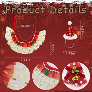 Christmas Dog Costume Collar Christmas Dog Red Dress Hat Accessories Christmas Adjustable Cats Costume Collar Clothes Set, Christmas Costume Cloak for Cats Dogs Animal Christmas Party Supplies, S Size