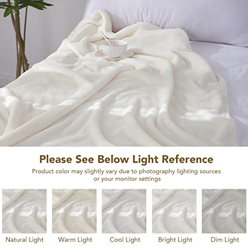 LuxenrelaX Light Weight Fleece Blanket for Couch, Solid Soft Microfiber Fleece Throw Blanket, Cozzy Blanket Machine Washable-60 x 80", Ivory White