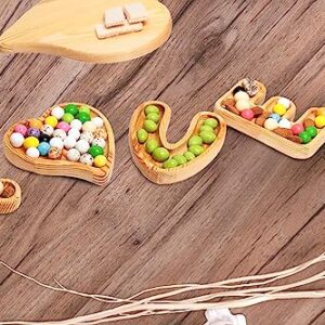 OZWOON Wooden Heart Shape Appetizer Plates Set Ideal Gift And Great For Special Occasions For Snack Candy Nuts Charcuterie Board Set Cheese All are Welcomed Perfect for Valentine's Day