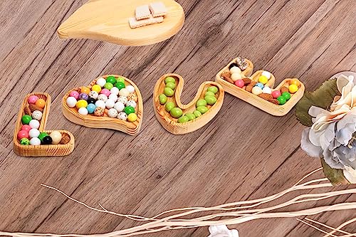 OZWOON Wooden Heart Shape Appetizer Plates Set Ideal Gift And Great For Special Occasions For Snack Candy Nuts Charcuterie Board Set Cheese All are Welcomed Perfect for Valentine's Day