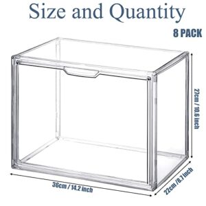 Acrylic Display Case Clear Plastic Purse and Handbag Storage Organizer for Closet, Stackable Acrylic Storage Boxes with Magnetic Door for Collectibles Shoes Wallet Cosmetic Book Toys Display (6 Pack)