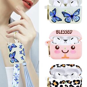 Airpods Pro 2 Case with Keychain Wristlet, Soft Cute Luminous Airpods Pro 2nd Generation Case Cover with Wrist Key Lanyard for AirPods Pro 2nd Generation (2022 Released) Gifts for Women Butterfly
