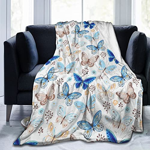 Butterfly Flannel Blanket Boys Girls Adult Throw Blanket Soft Fleece Lightweight Blanket for Home Office Couch Decor 60 X 50 Inches