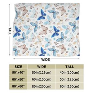 Butterfly Flannel Blanket Boys Girls Adult Throw Blanket Soft Fleece Lightweight Blanket for Home Office Couch Decor 60 X 50 Inches