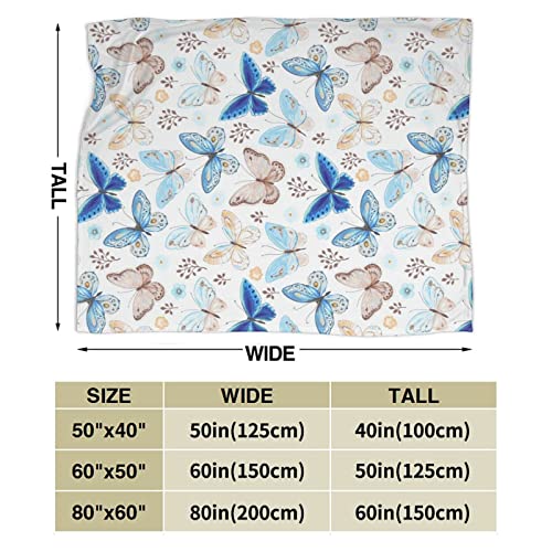 Butterfly Flannel Blanket Boys Girls Adult Throw Blanket Soft Fleece Lightweight Blanket for Home Office Couch Decor 60 X 50 Inches